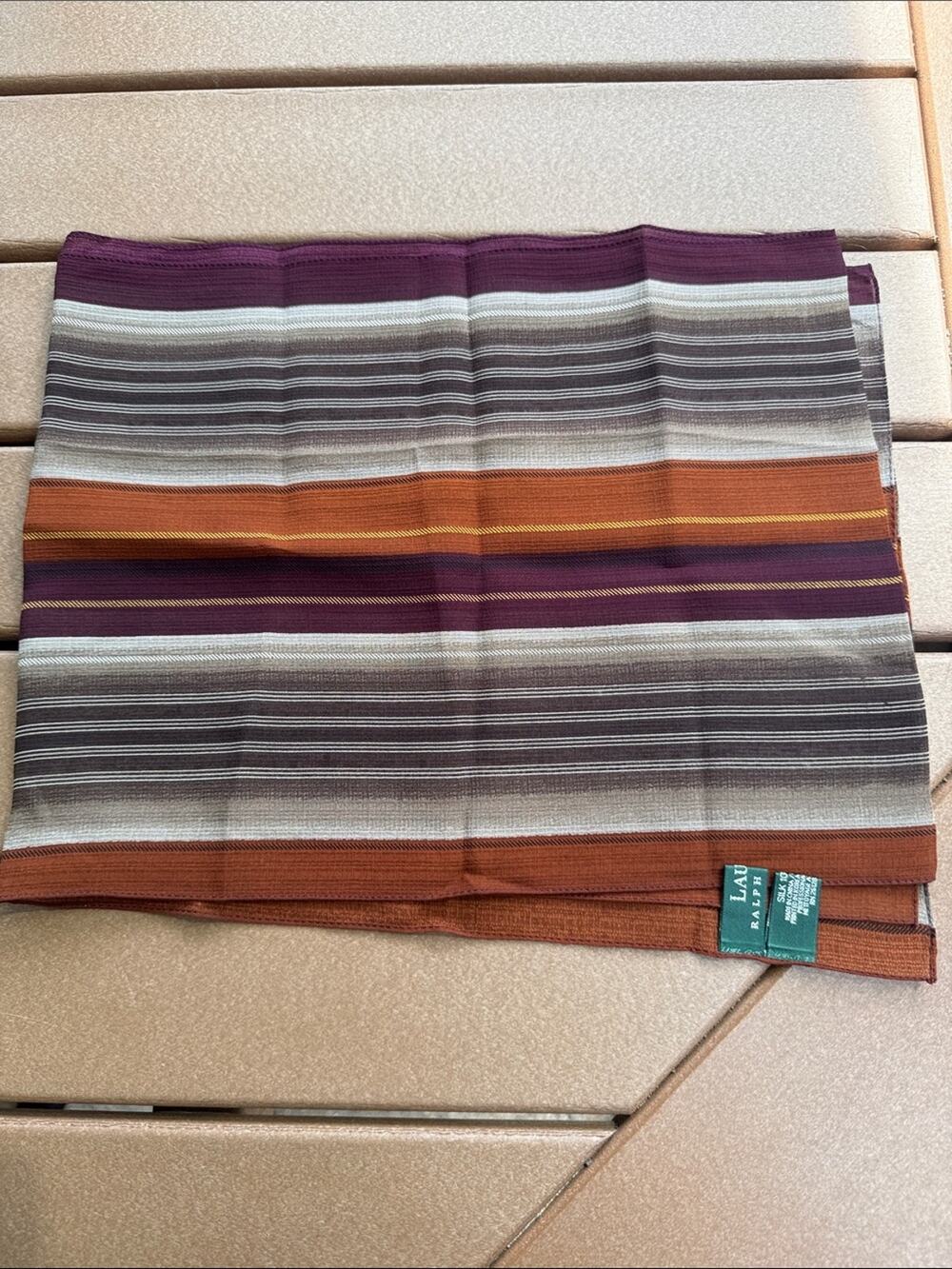 Lauren Ralph Lauren Silk Oblong Scarf Orange Brown Purple
